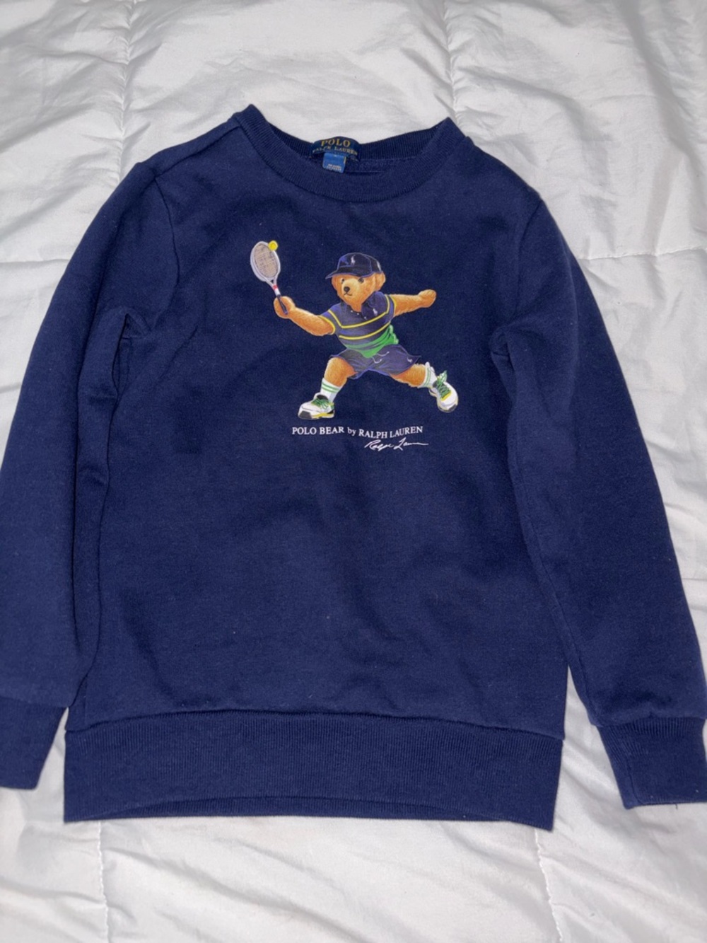 Polo by Ralph Lauren Navy Crewneck with Tennis Bear Graphic